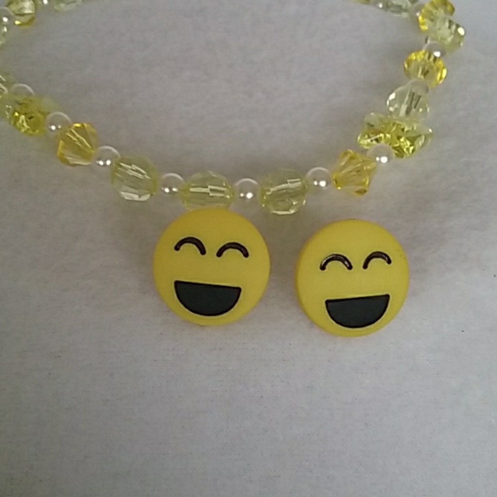Laughing emoji yellow post earrings